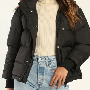 Black Puffer Female Jacket Forever 21 Small